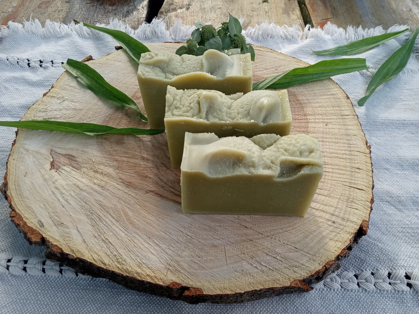 Sea Spray - Plantain Leaf Soap for Sensitive Skin Handmade with Moisturizing Tallow & Olive Oil and Scented with Lemongrass Essential Oil - Herbal Soap