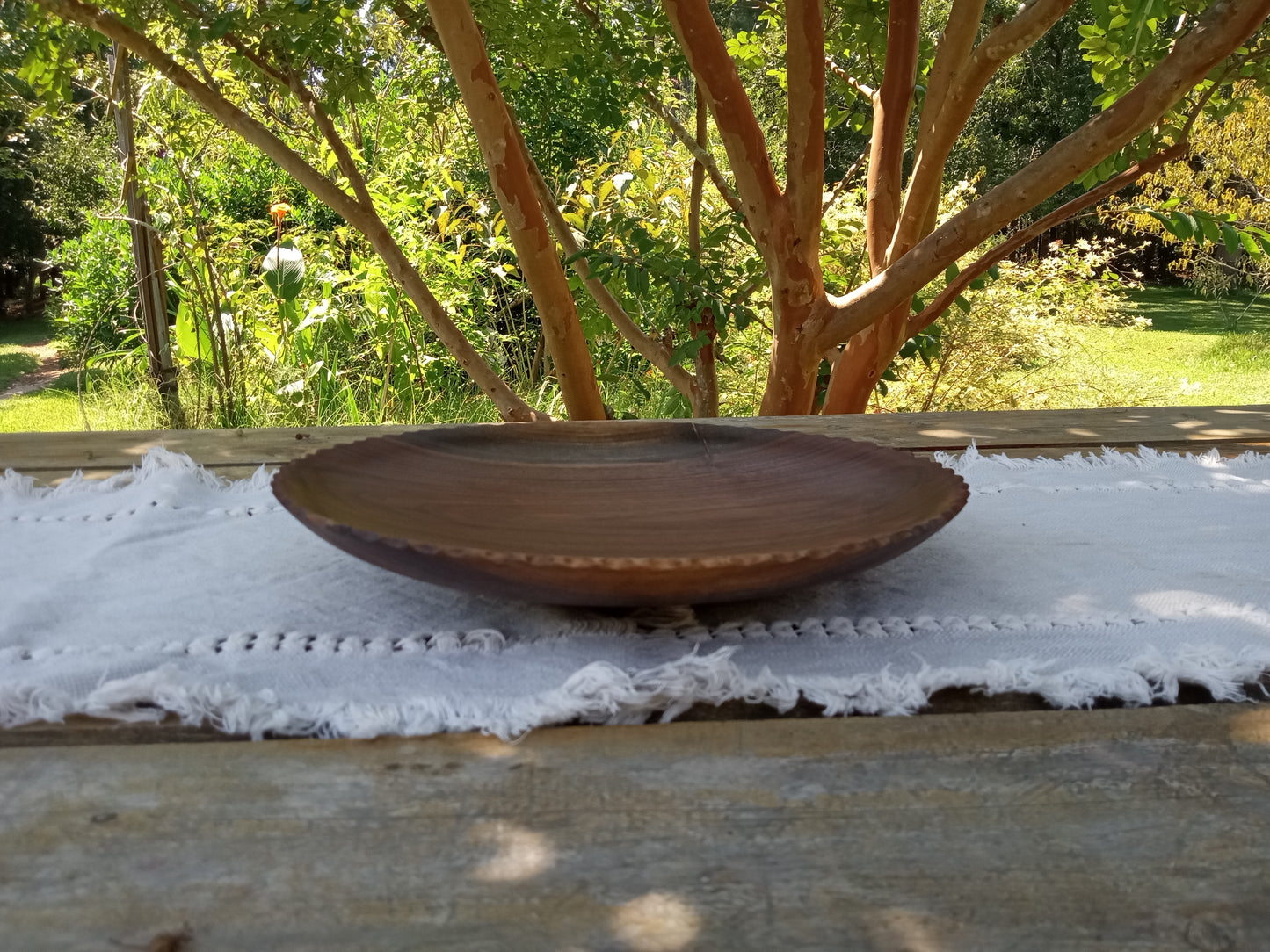 Black Walnut Wood Plate: Handmade Low-Profile Centerpiece (12")