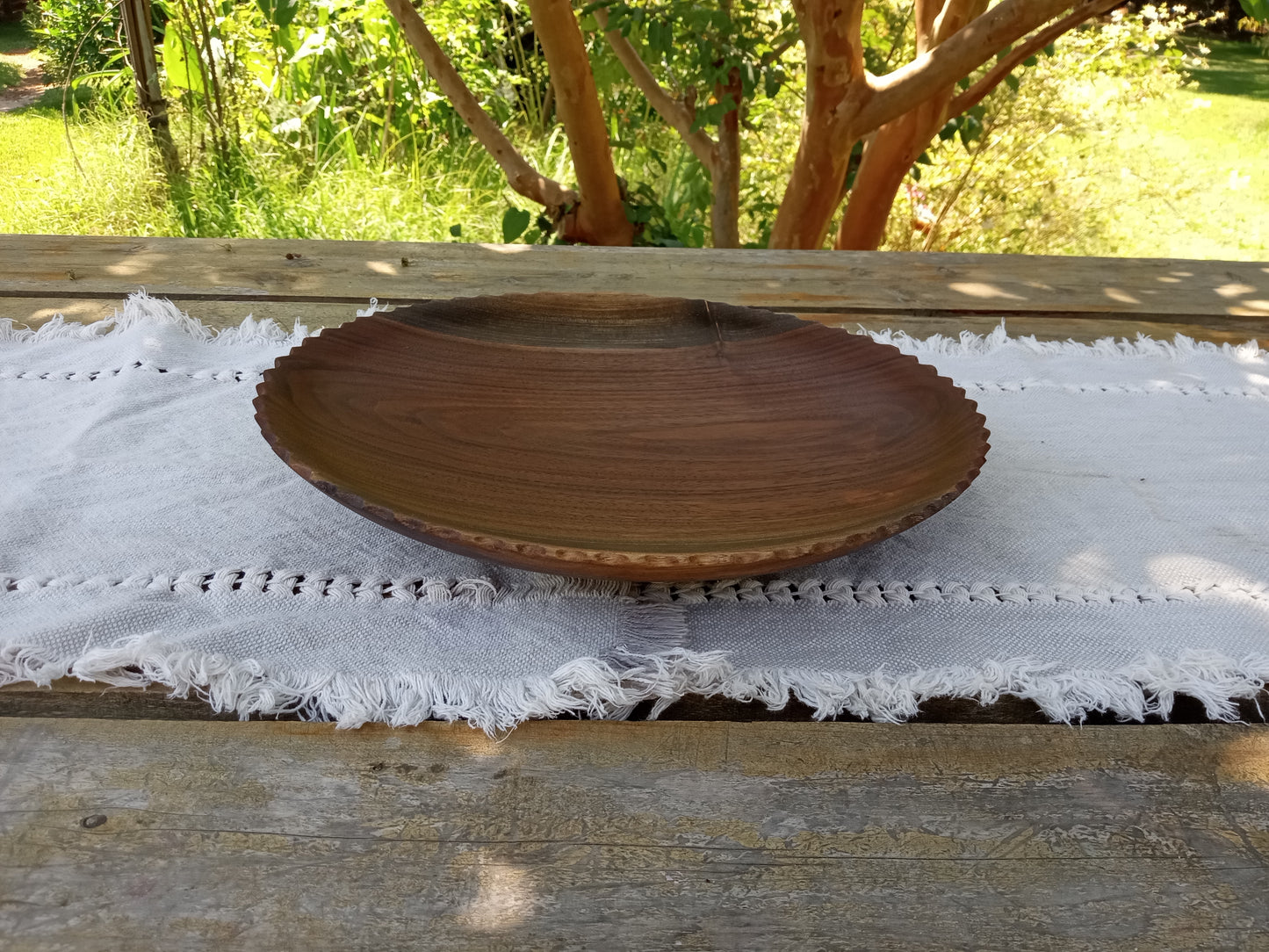 Black Walnut Wood Plate: Handmade Low-Profile Centerpiece (12")