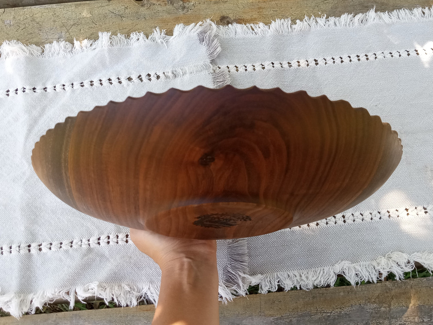 Black Walnut Wood Plate: Handmade Low-Profile Centerpiece (12")