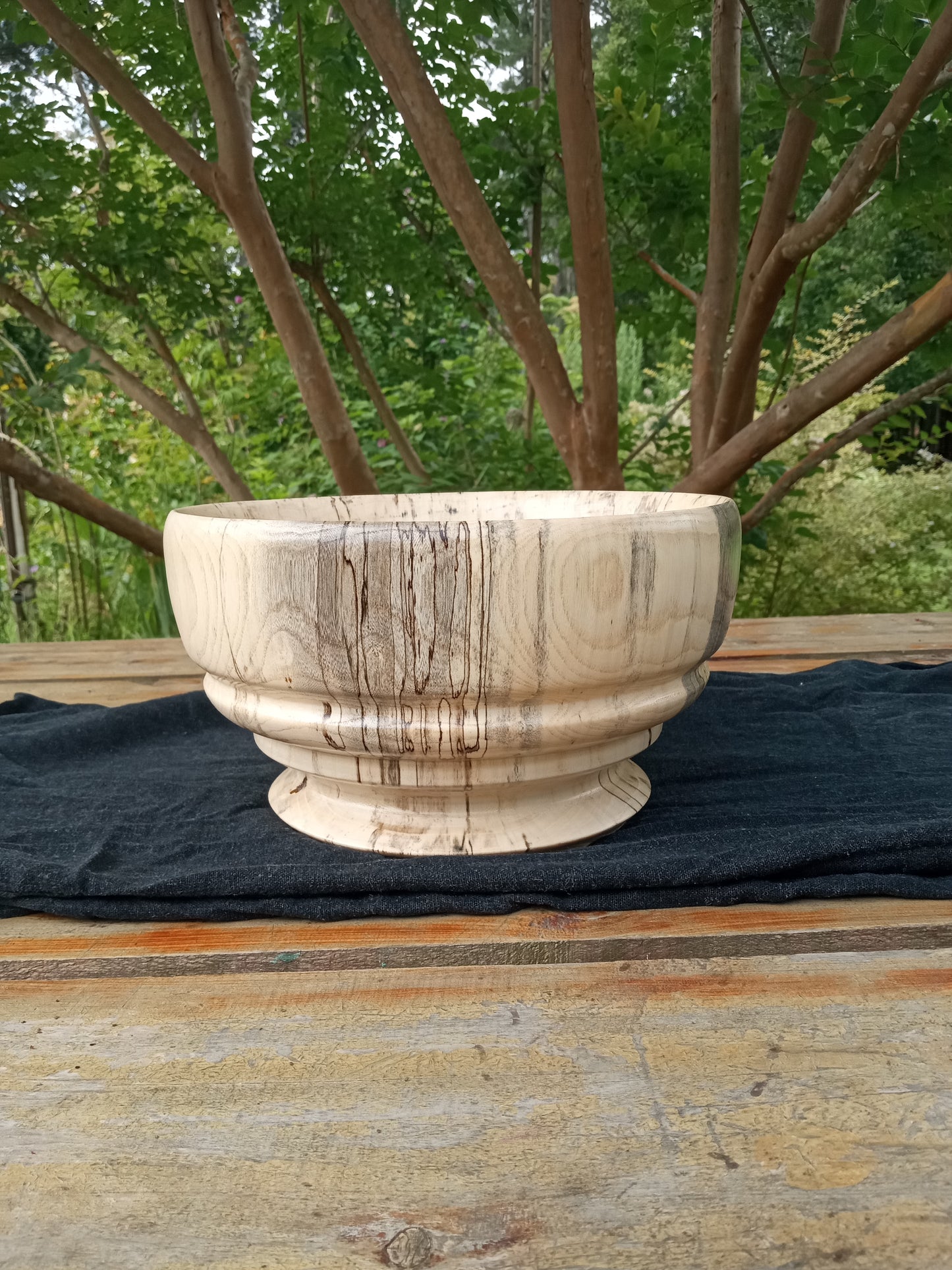 Wooden Fruit Bowl: Handmade Spalted Hackberry (9")