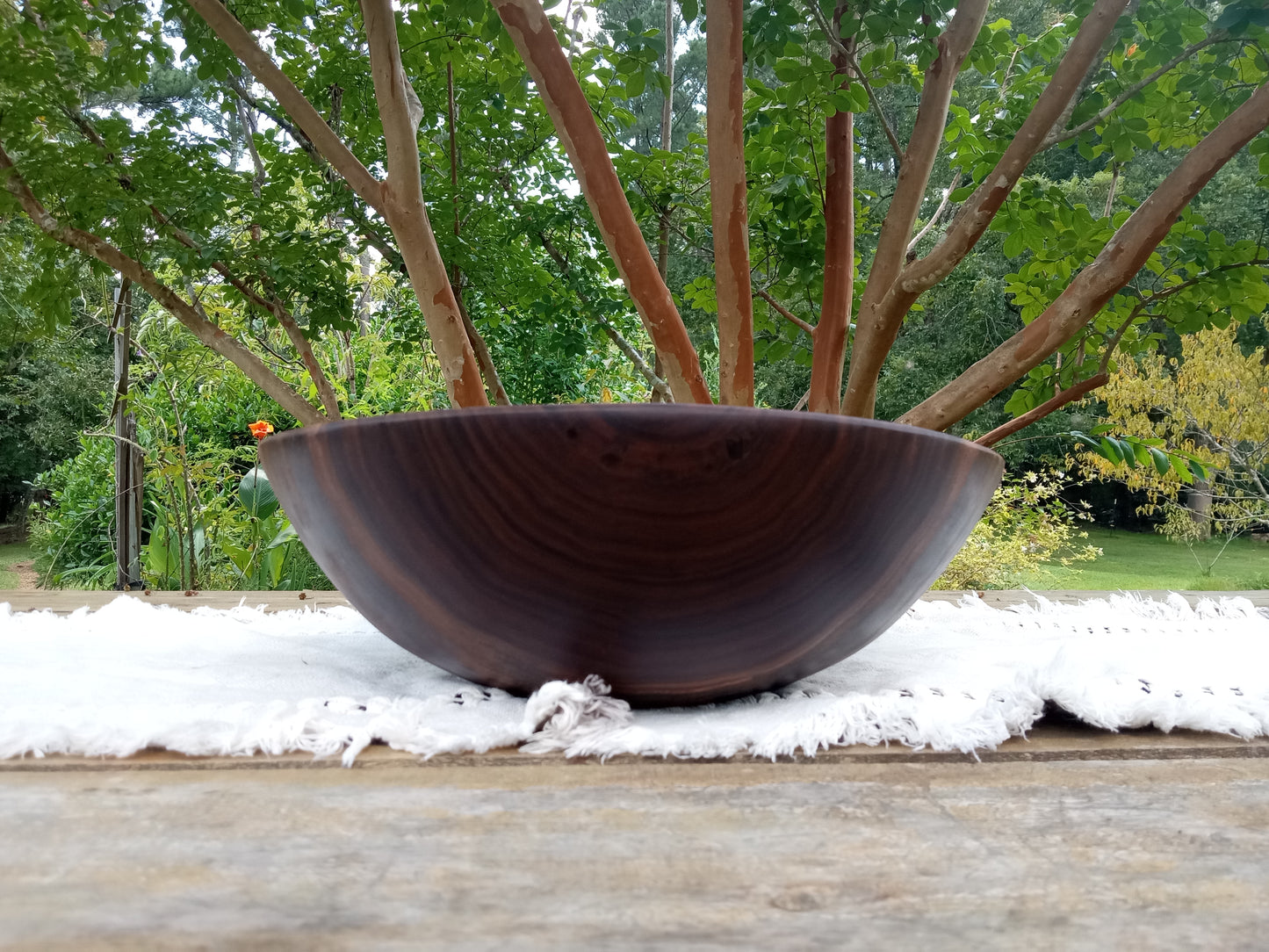 Black Walnut Wood Salad Bowl: Handmade Natural Edge Centerpiece (13")