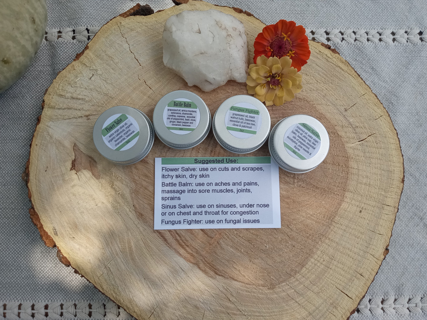 Herbal Salve Collection of 4 Sample Size Salves for Natural Skincare - Unique Handmade Herbal Gifts