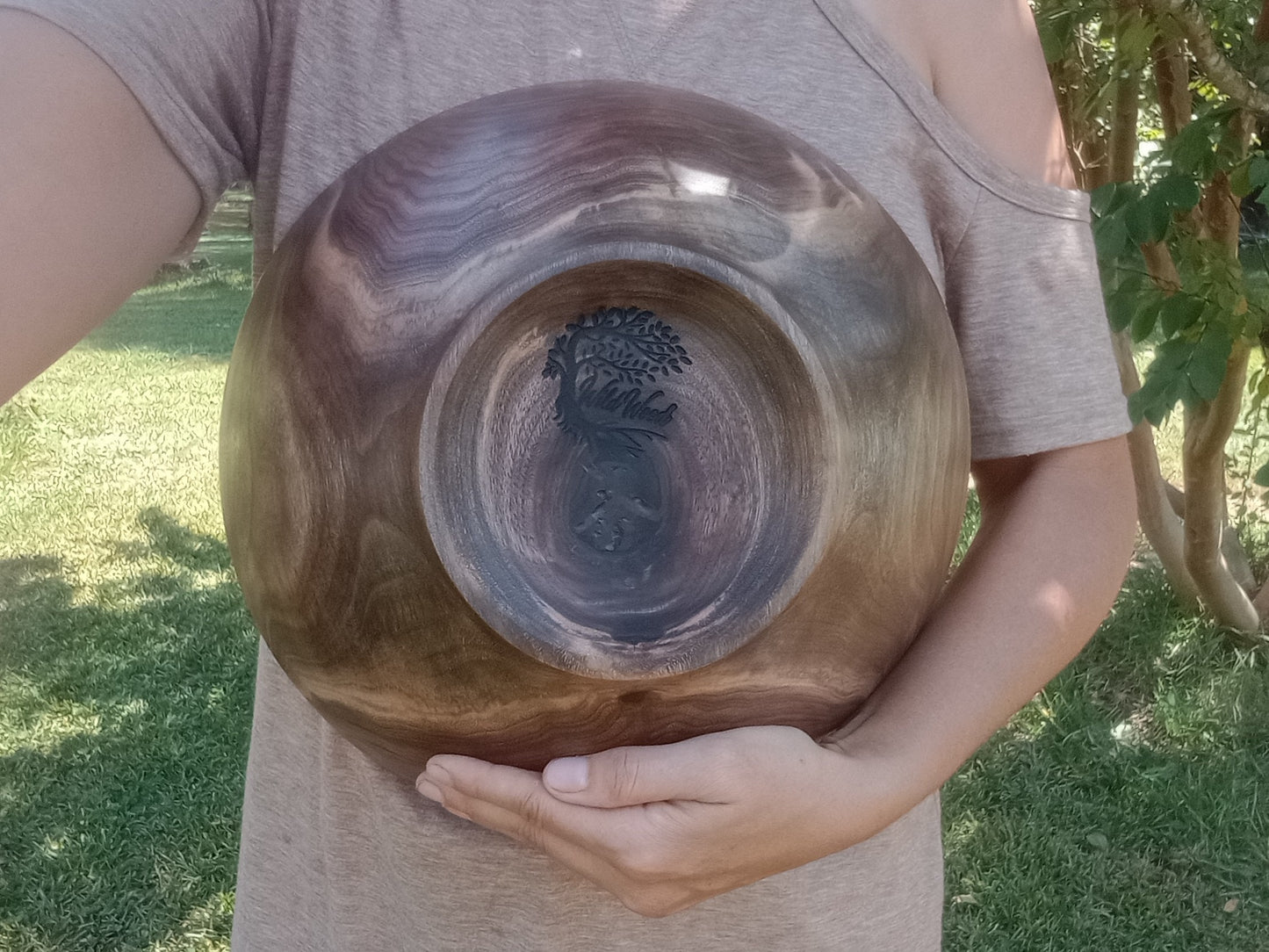 Handcrafted Walnut Wood Bowl: Rustic Knot & Burl Wood Centerpiece, Natural Edge Design (13")