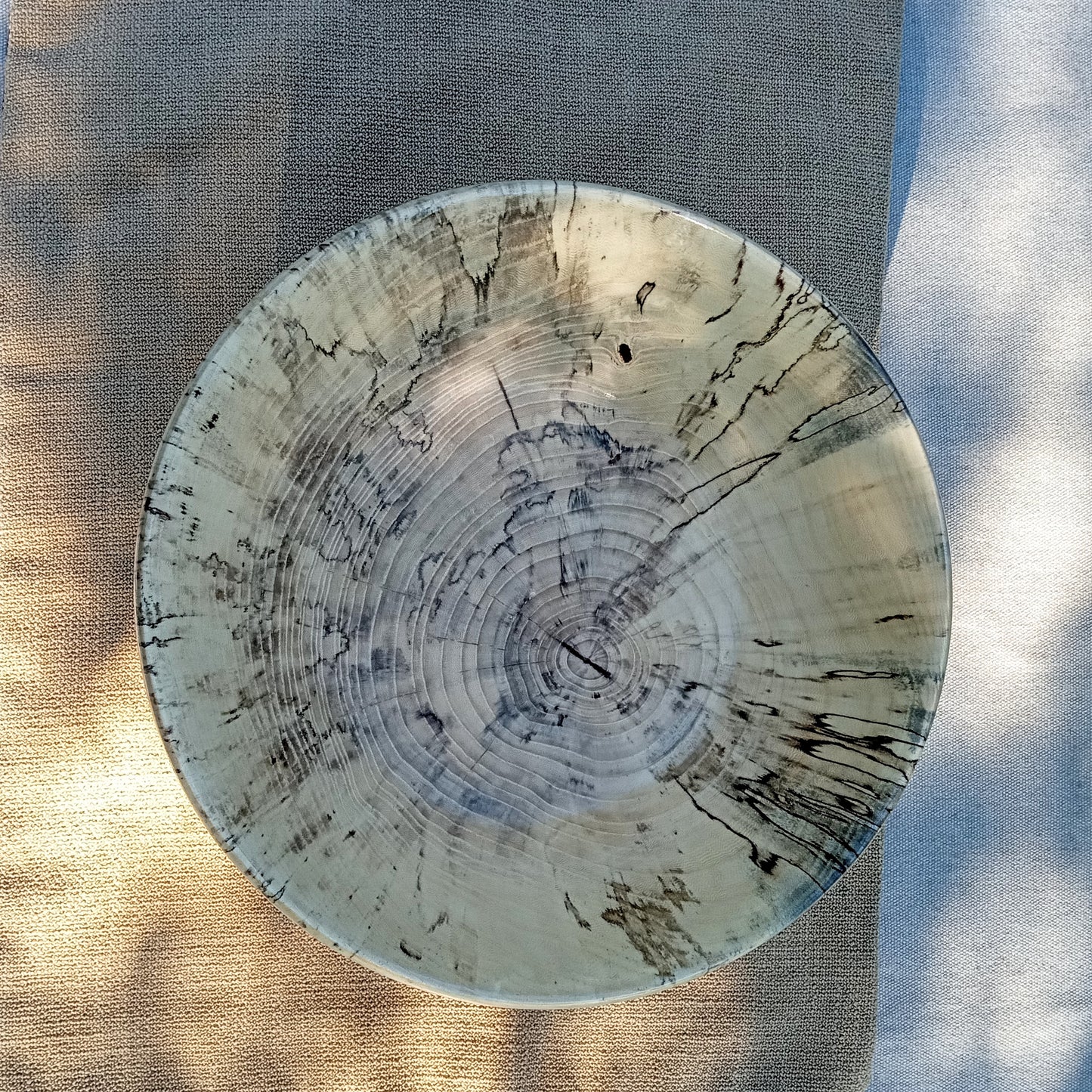 Wooden Fruit Bowl: Handmade Spalted Hackberry (9")
