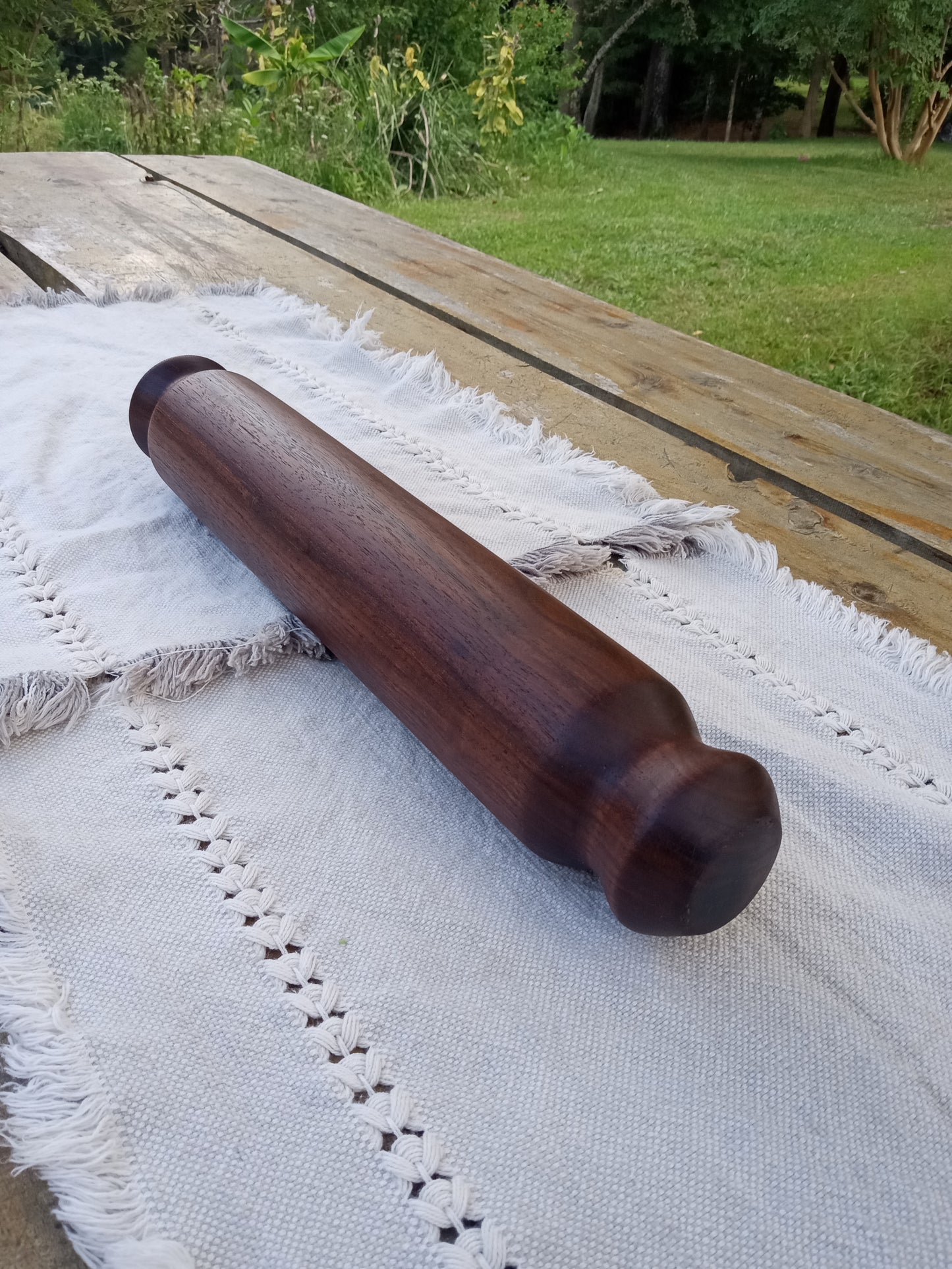 Handmade Black Walnut Rolling Pin: 14" Pastry Roller, Kitchen Decor