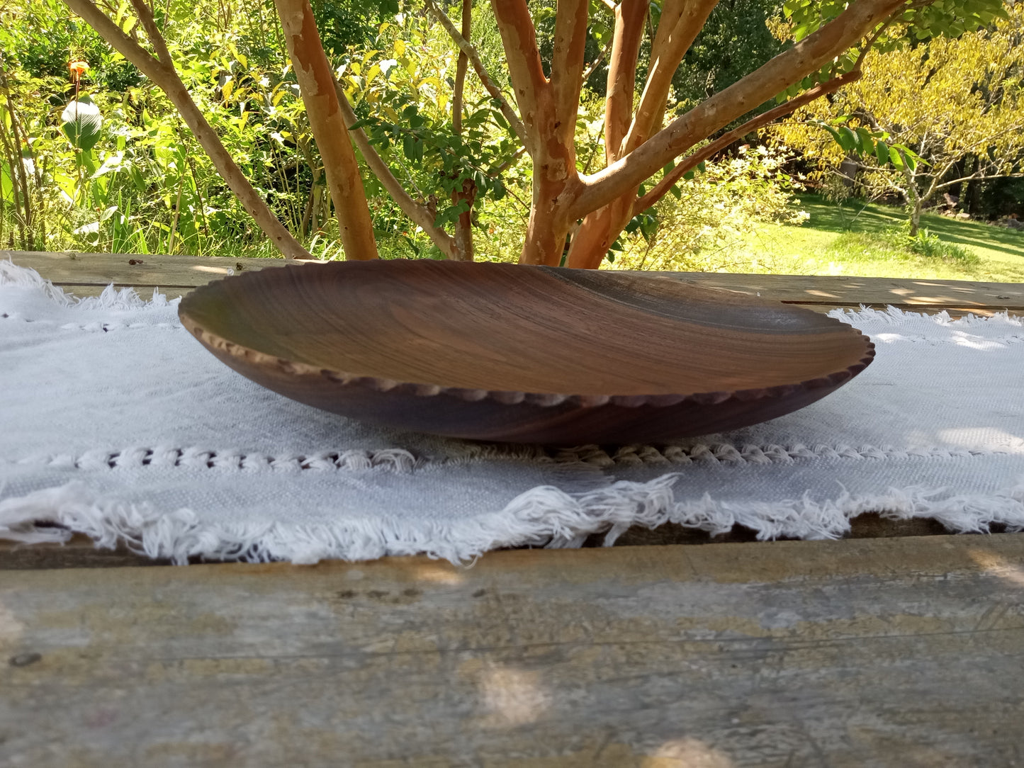 Black Walnut Wood Plate: Handmade Low-Profile Centerpiece (12")
