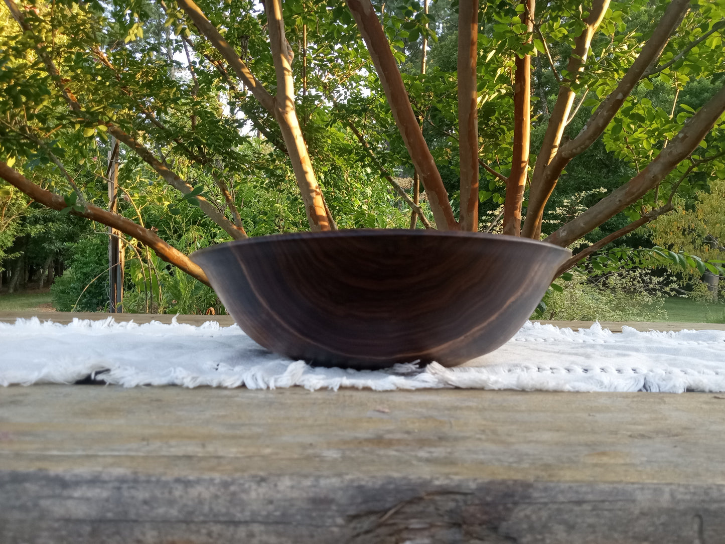 Stunning Walnut Wood Bowl with a Chunky Natural Edge Design - Large 14" Wooden Salad Bowl with a Decorative Rim - Unique Woodwork for Gifts