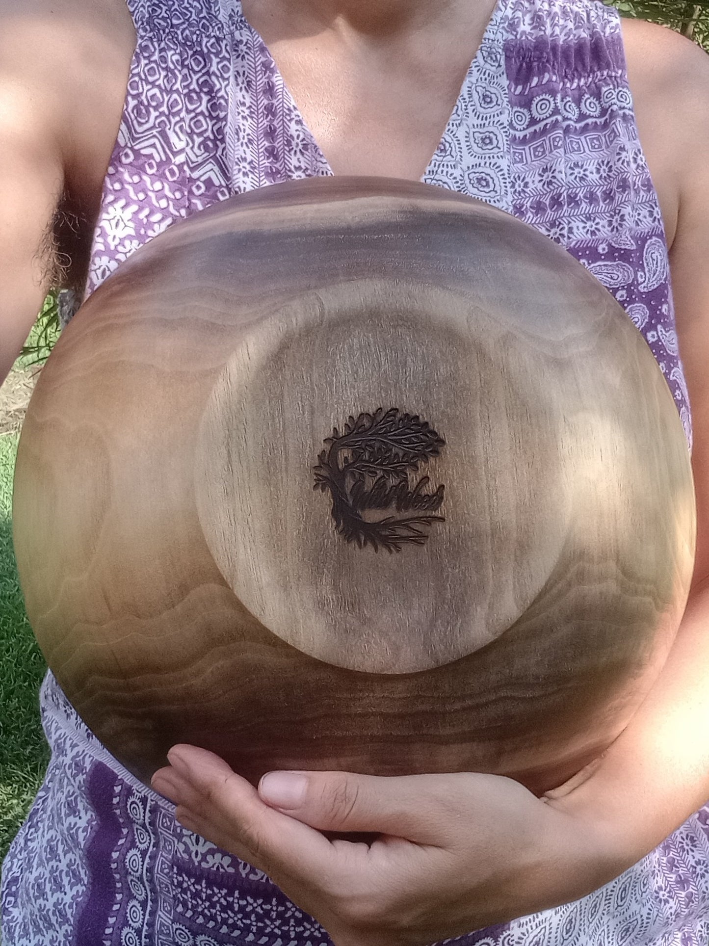 12" Walnut Wood Salad Bowl - Large Handcrafted Wooden Salad Serving Bowl - Handmade Anniversary Gift