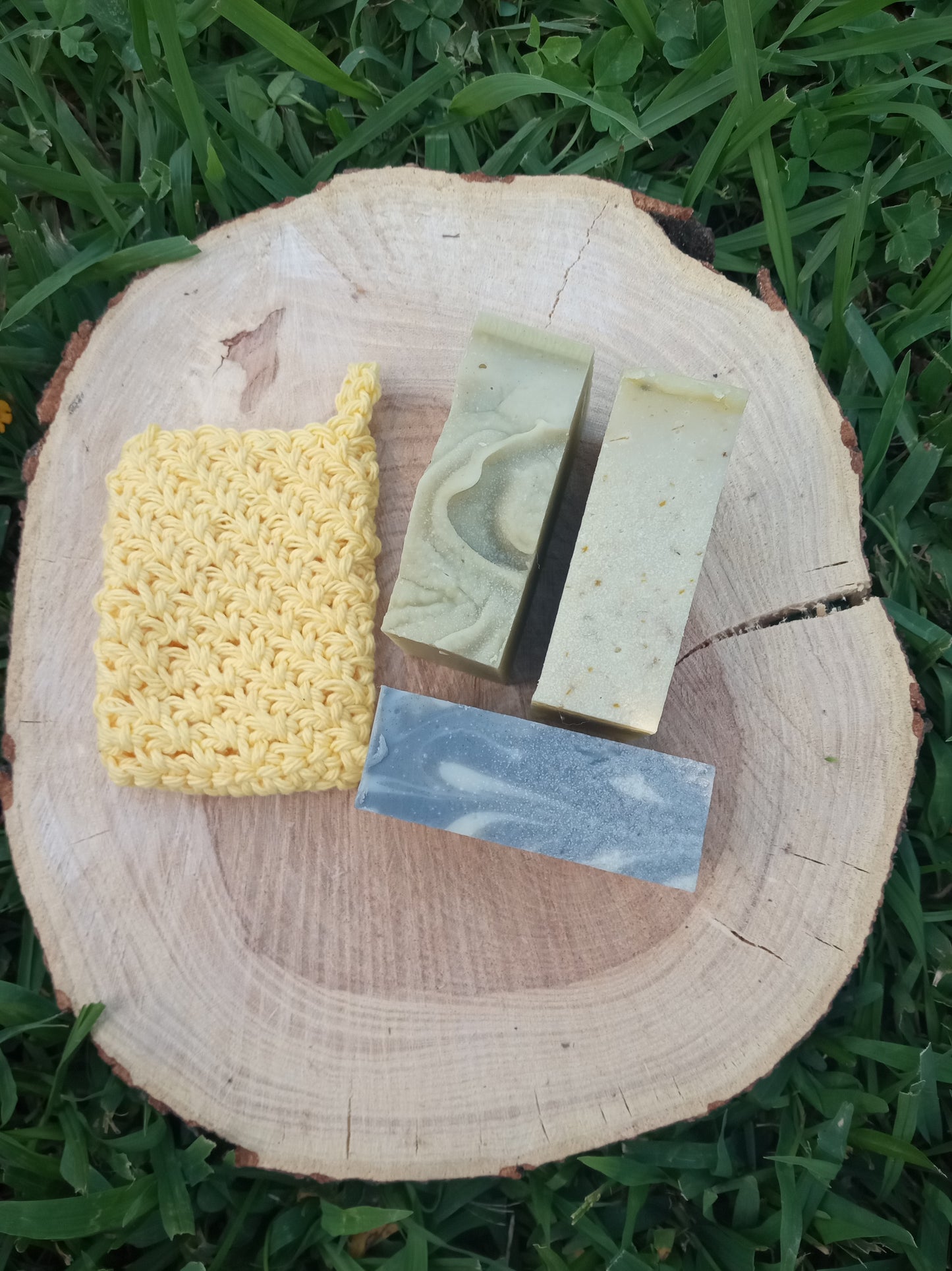 Handmade Soap Gift Set of 3 with Cotton Soap Saver - Herbal Skin care Gifts - Curated Soap Box - Biodegradable All-Natural Soap Bars
