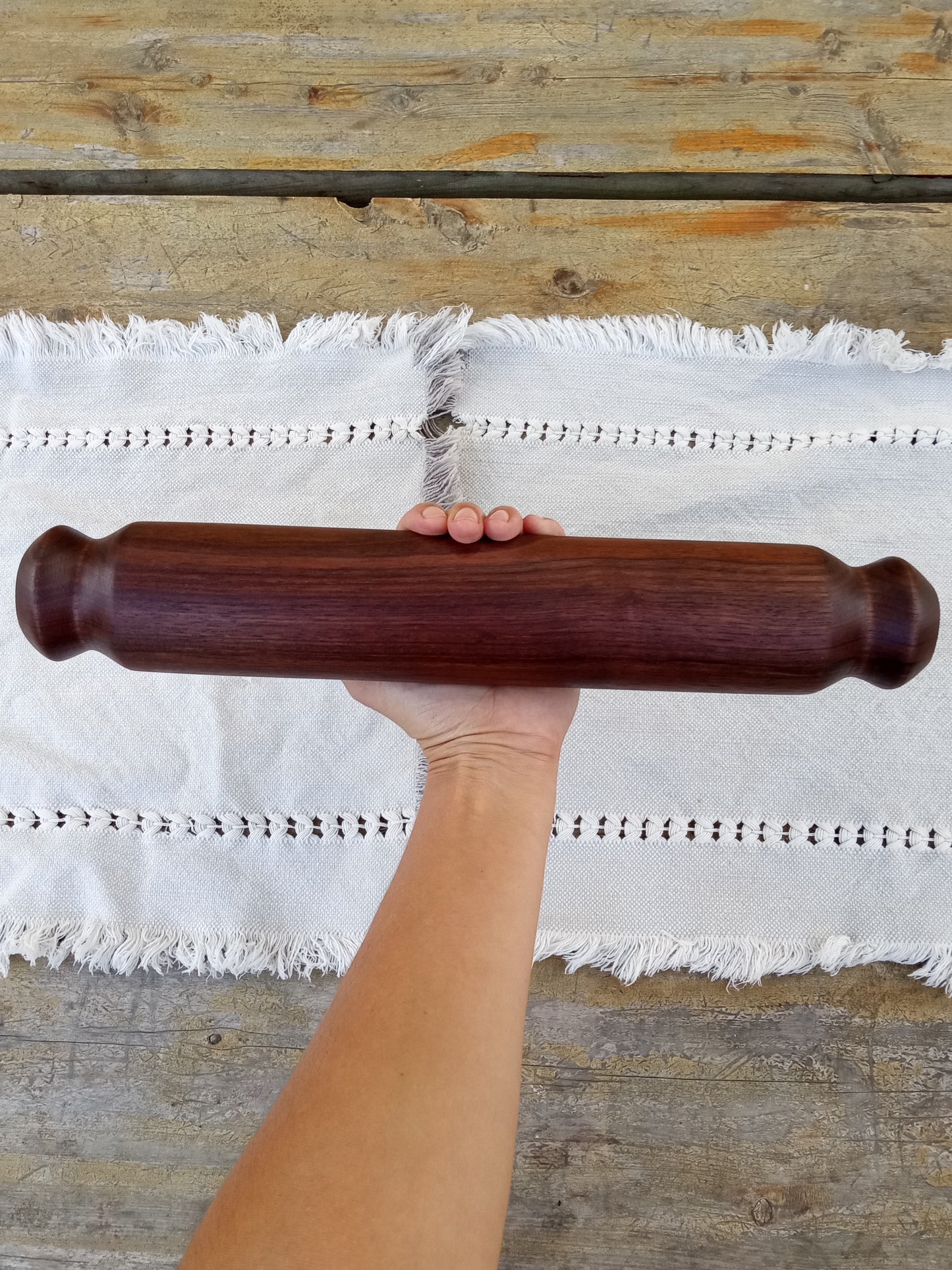 Handmade Black Walnut Rolling Pin: 14" Pastry Roller, Kitchen Decor