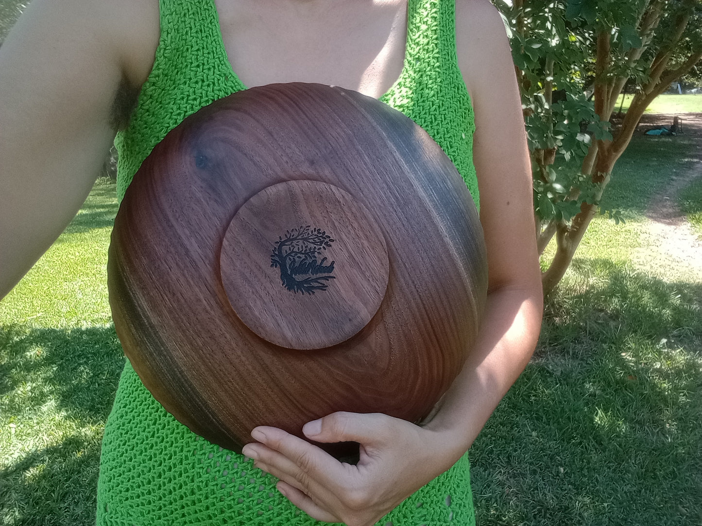 Black Walnut Wood Plate: Handmade Low-Profile Centerpiece (12")