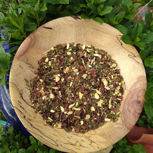 Peppermint Chai Tea with Cacao Nibs, Cloves, Cinnamon, Ginger, Anise Seed & Black Pepper - Handcrafted Herbal Tea - Gifts for Tea Lovers