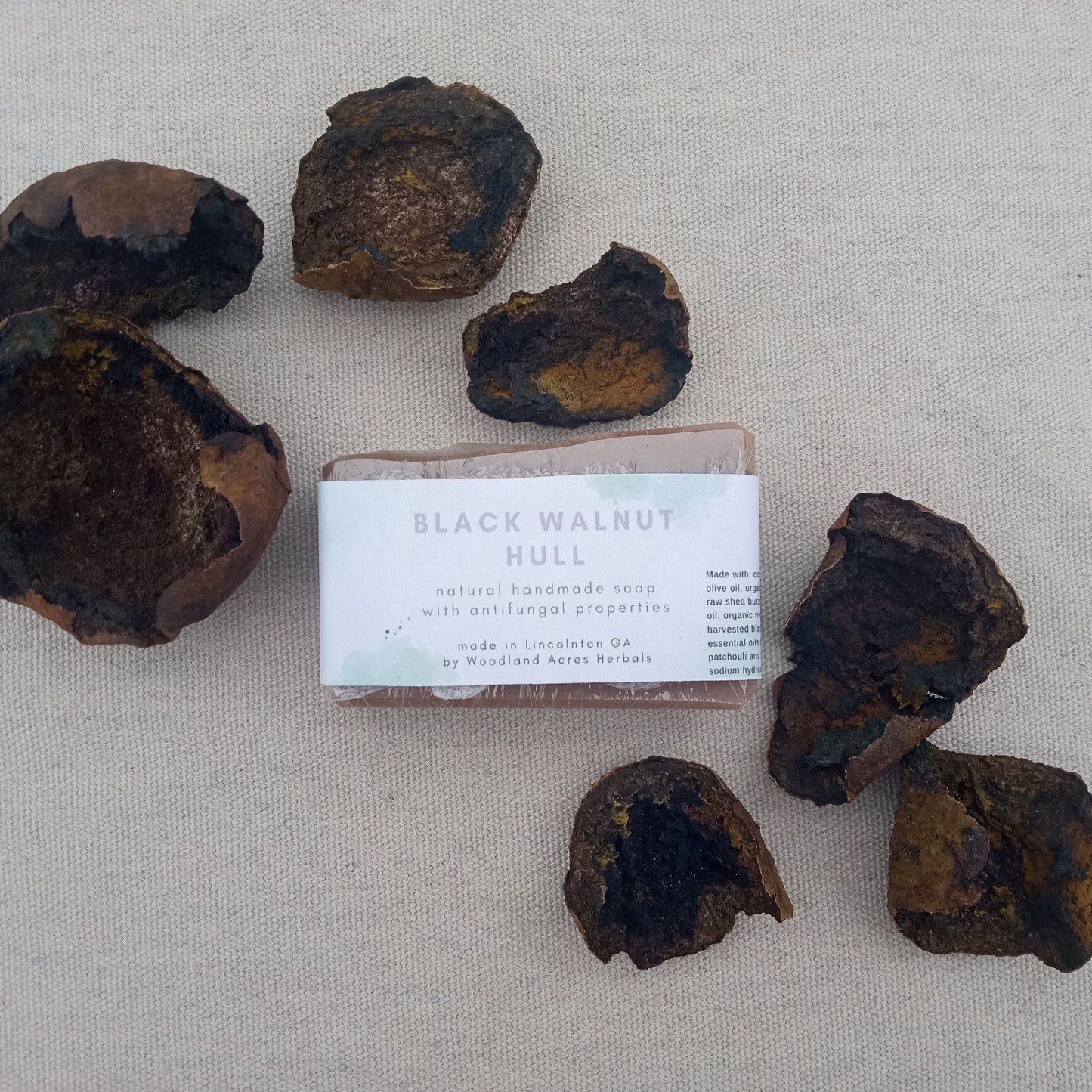 Hiker's Sidebar - Black Walnut Hull Soap with Tea Tree & Neem - Cold Process Herbal Soap for Athletes and Nurses - Natural Vegan Bar Soap with Coconut Oil