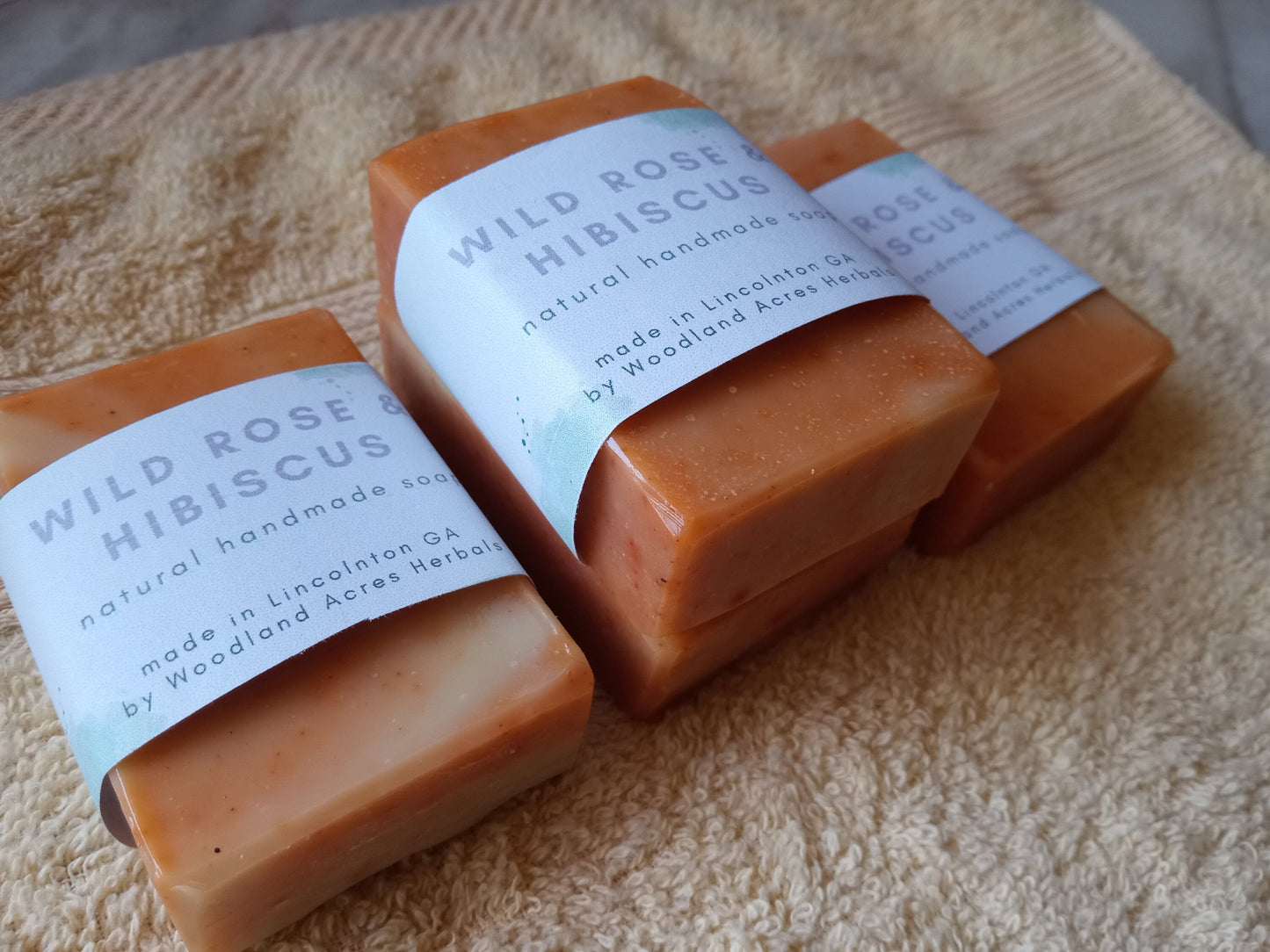 Hibiscus Soap with Self Heal Herb & Rose Petals - Handmade Herbal Bath and Body Bar Soap with Shea - Essential Oil Scented Olive Oil Soap
