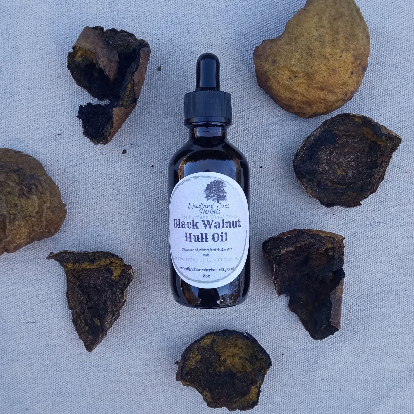 Black Walnut Hull Oil - 2oz Wildcrafted Herbal Oil for Natural Skincare and DIY Soapmaking or Salve - Infused Grapeseed Oil - Nutty Scent