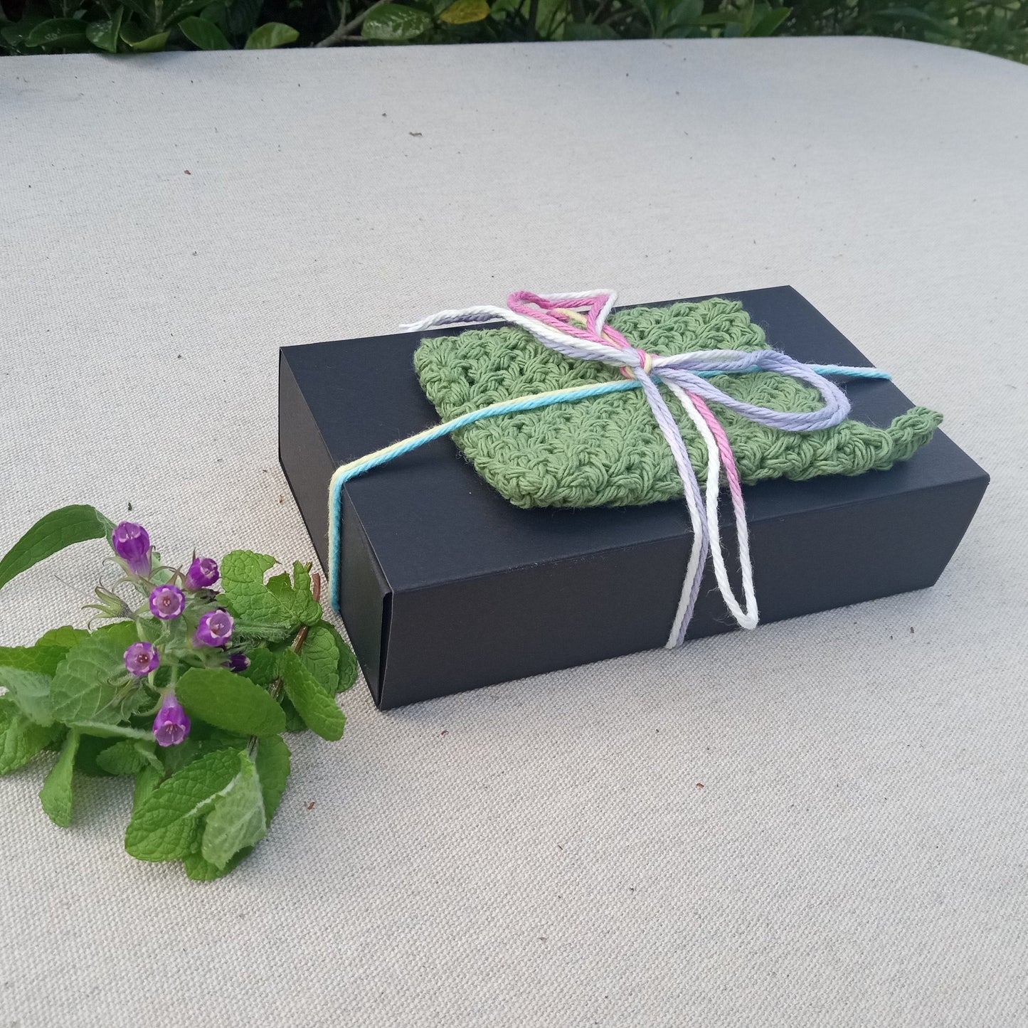 Handmade Soap Gift Set of 3 with Cotton Soap Saver - Herbal Skin care Gifts - Curated Soap Box - Biodegradable All-Natural Soap Bars