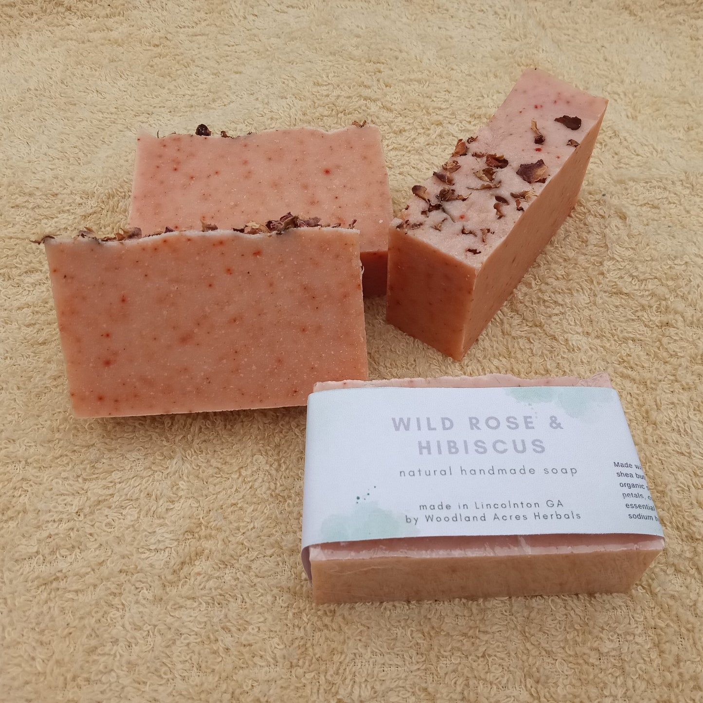 Pool Party Hibiscus Soap with Wild Rose Petals - Handmade Herbal Bar Soap for Face & Body - Natural Tallow Soap with Coconut Oil - Cold Process Soaps