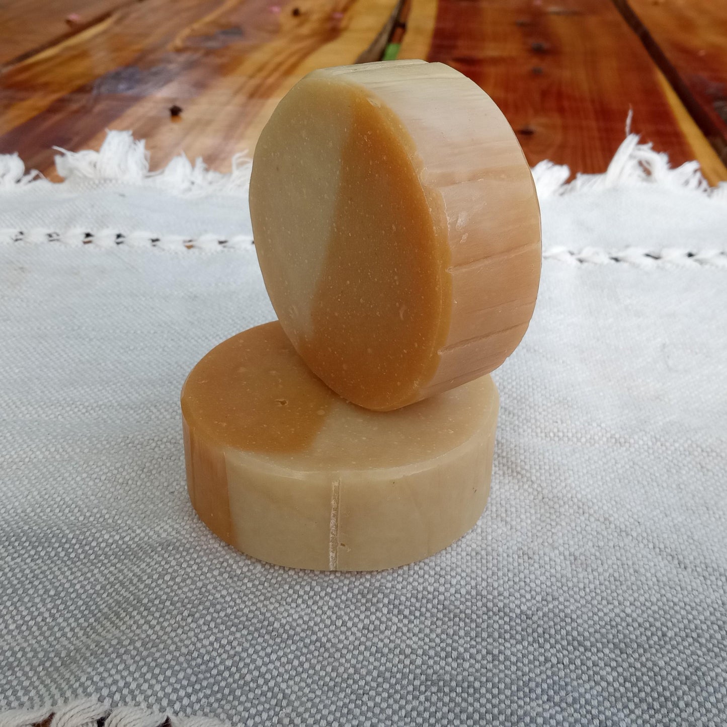 Bright New Day - Grapefruit Soap with Myrrh & Aloe - Handmade Cold Process Round Soap Bars with Coconut Oil and Shea Butter - Citrus Soap with Clove Oil