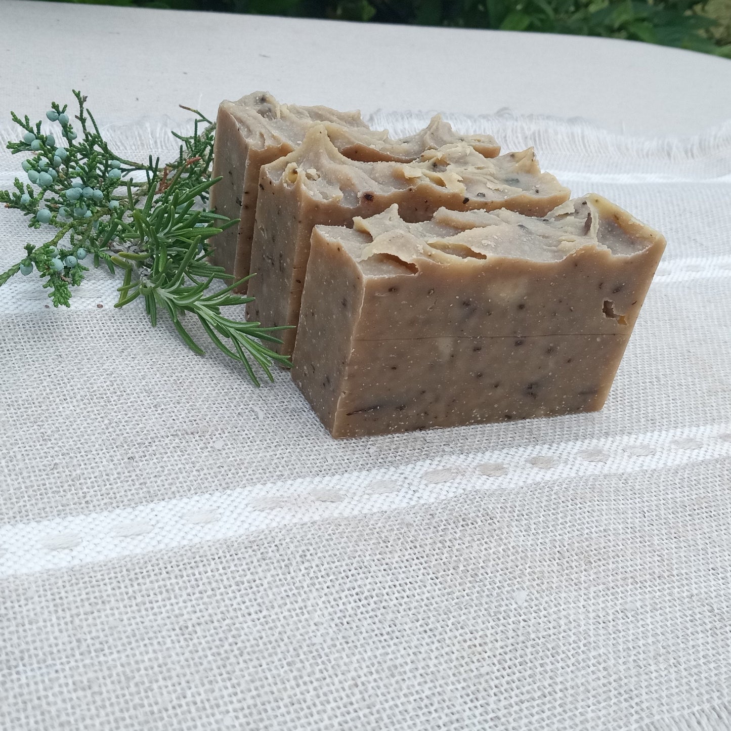 Earth Soak - Pine Soap with Rosemary & Vetiver Essential Oil - Vegan Friendly Shea Butter Soap with Coconut and Olive Oil - Natural Herbal Soap for Guys