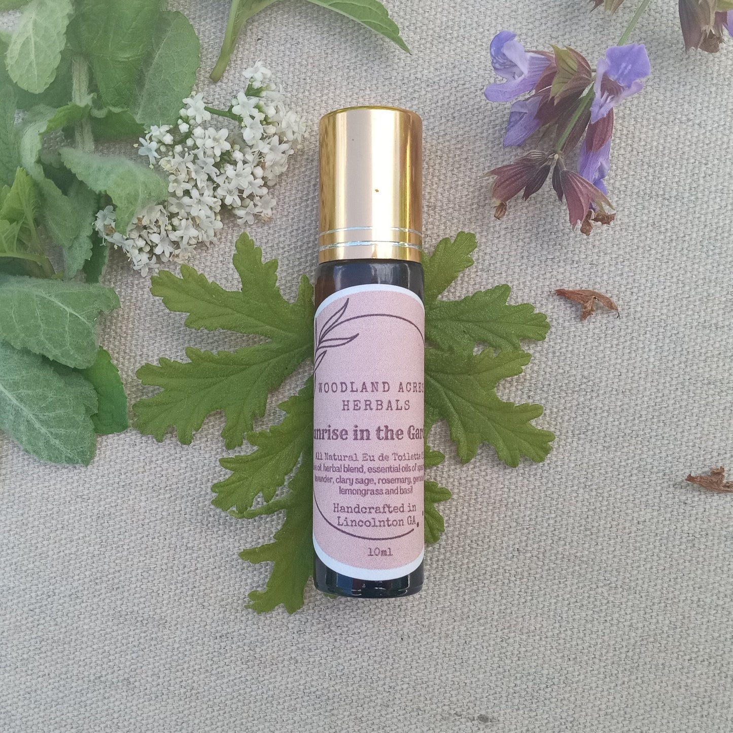 Sunrise in the Garden - Essential Oil Perfume Roller with Spearmint, Geranium & Lemongrass - Herbal Body Oil Roller - Natural Fragrance