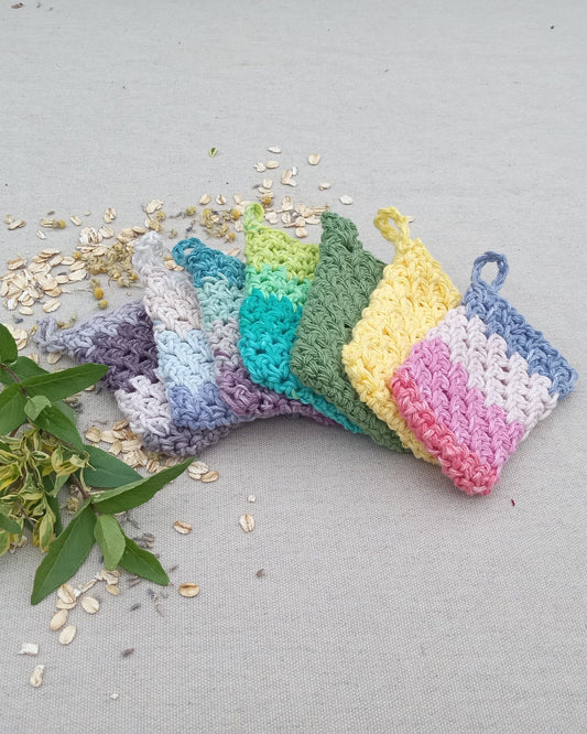 Handmade Cotton Soap Sack - Natural Shower Scrubby for Eco-Friendly Bathing - Crochet Soap Saver - Cute Bathroom Accessories - Washcloths
