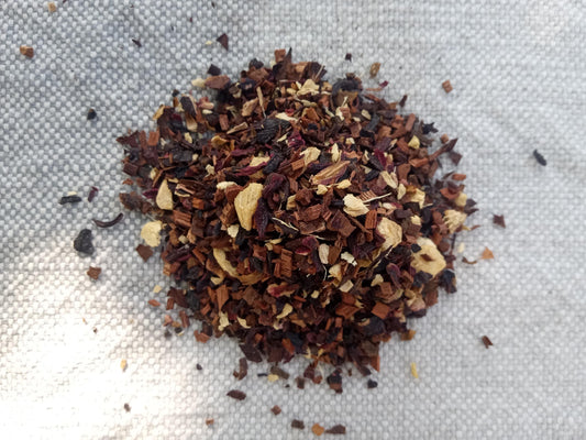 Honey-Biscus-Ginger Tea with Hibiscus, Ginger & African Honey Bush - Organic Loose Leaf Herbal Tea Blend - Vitamin C Rich Herbs for Ice Tea Infusing