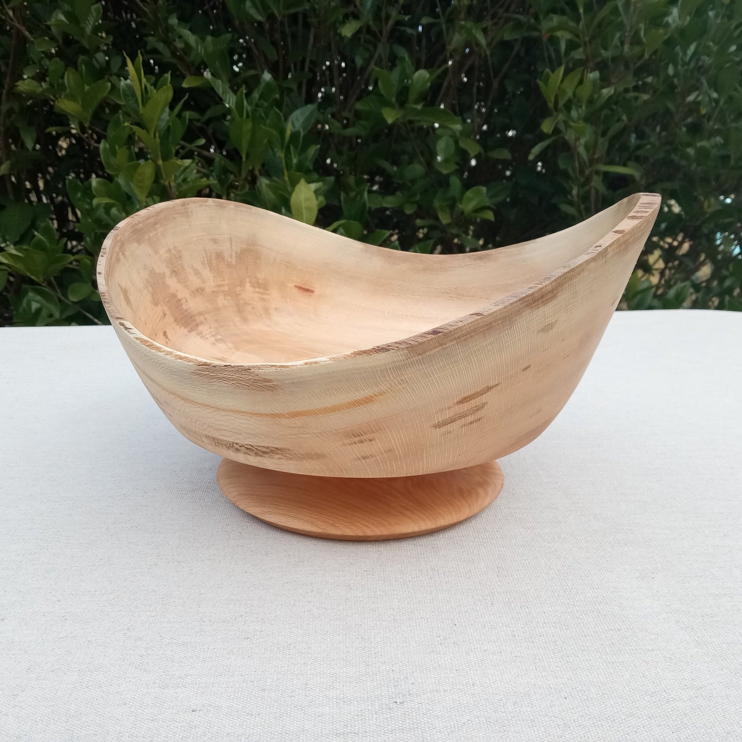 Live Edge Wooden Pedestal Bowl: Sycamore Wood (11")