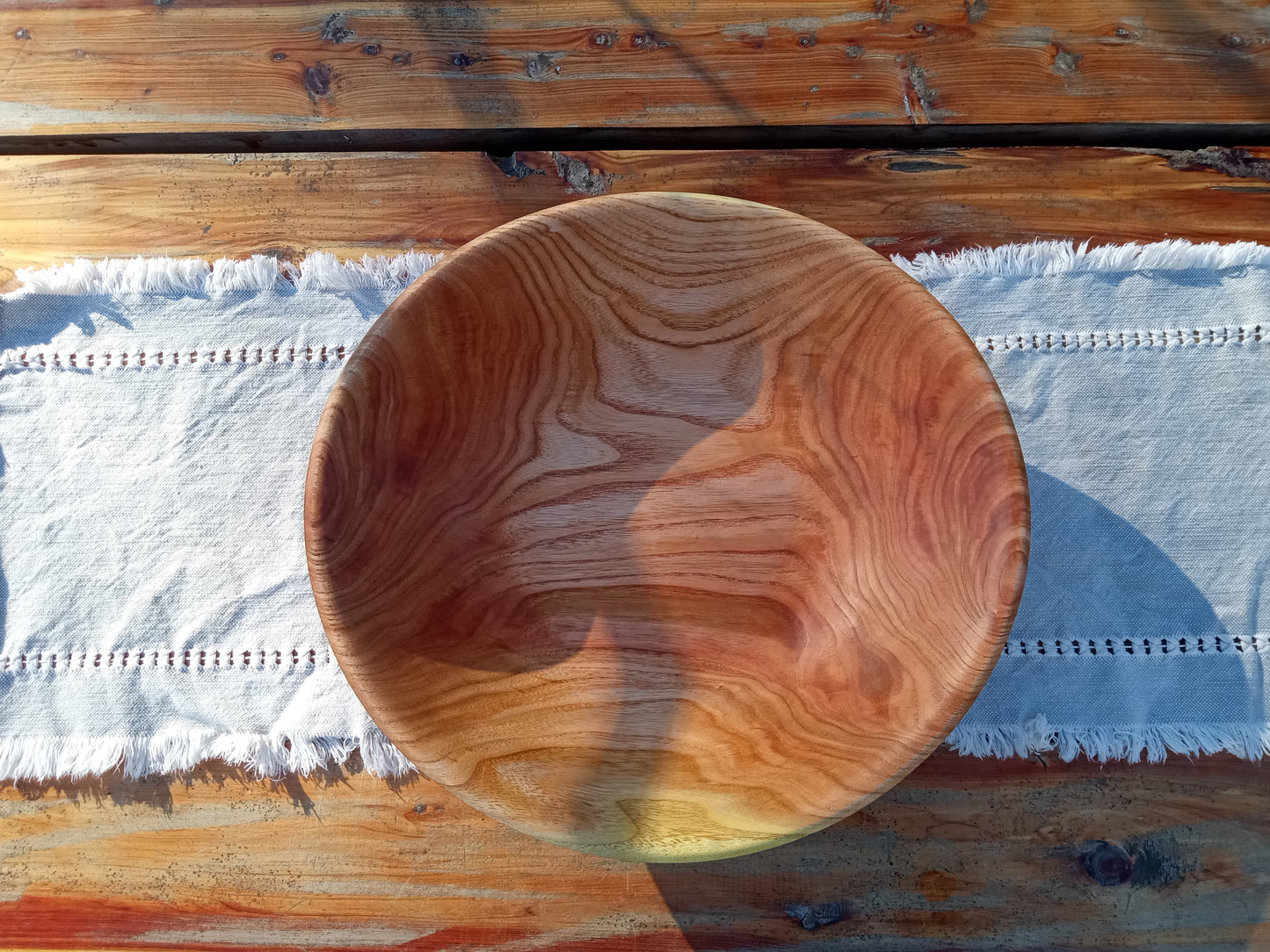 Torched Wood Salad Bowl: Handmade 17" Chinaberry