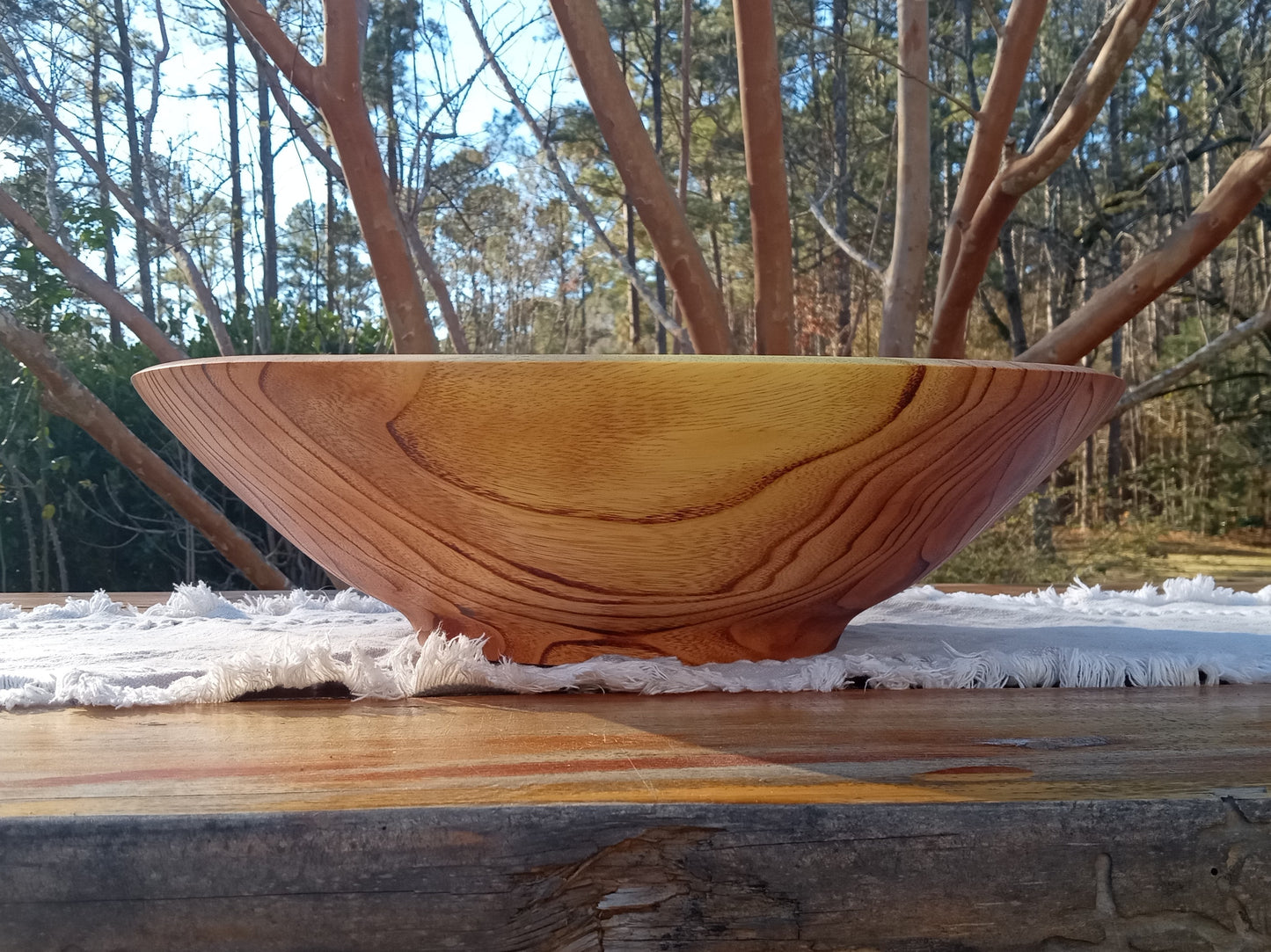 Torched Wood Salad Bowl: Handmade 17" Chinaberry