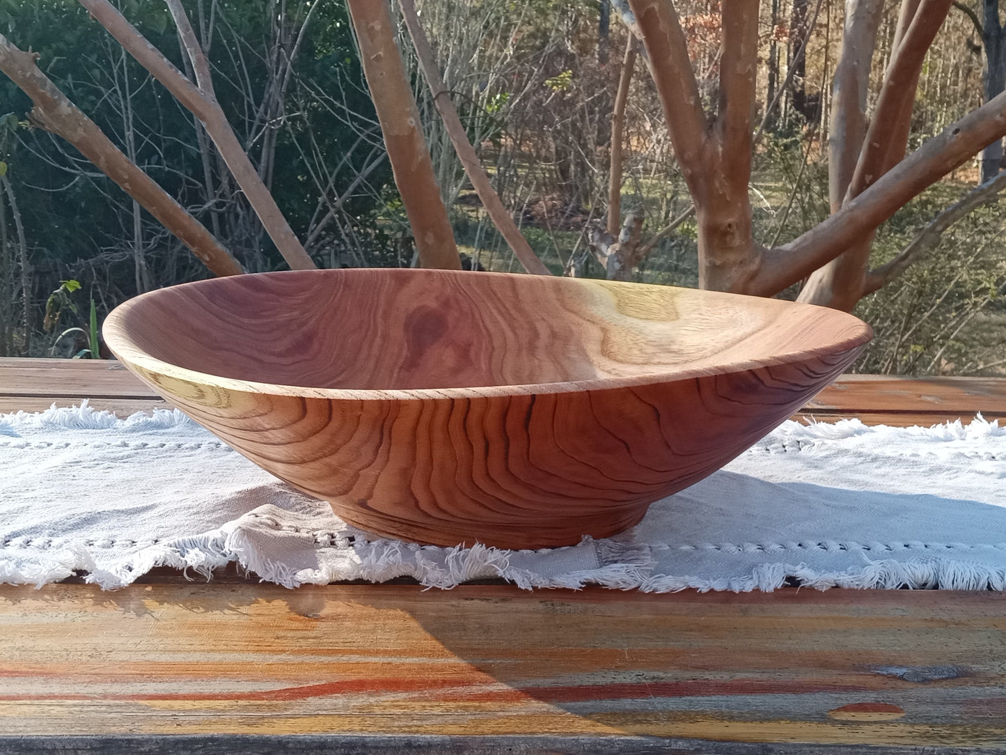 Torched Wood Salad Bowl: Handmade 17" Chinaberry