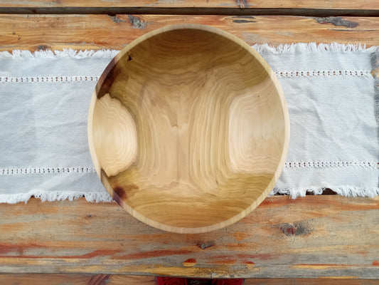 Large 16" Wooden Salad Bowl - Handmade Rainbow Tulip Wood Serving Bowl - Unique Wood Gifts for Her