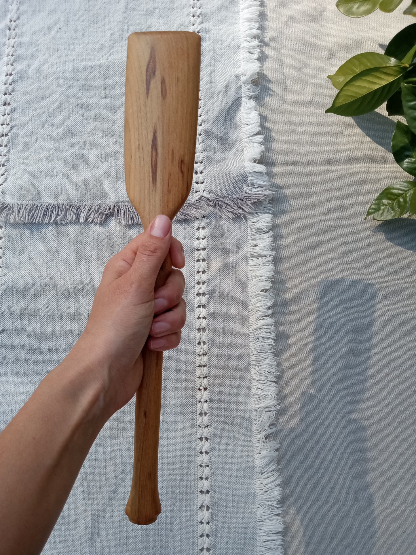 Handmade Wooden Spurtle Carved from Red Elm Wood - Wooden Mash Paddle - 14" African Fufu Stick - Grits Paddle - Gift for the Chef