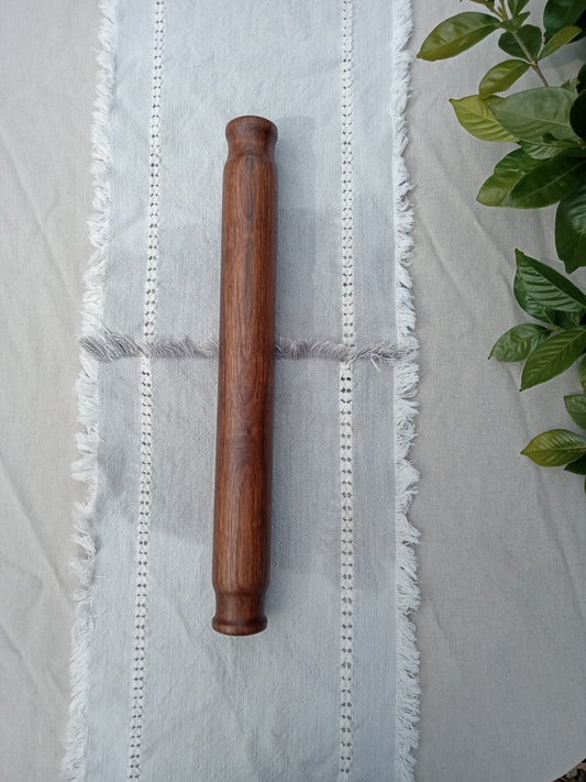 21" Wooden Rolling Pin Turned from Black Walnut Wood - Gift for the Baker - Handmade Blunt End Pastry Roller - Functional Kitchen Wall Decor