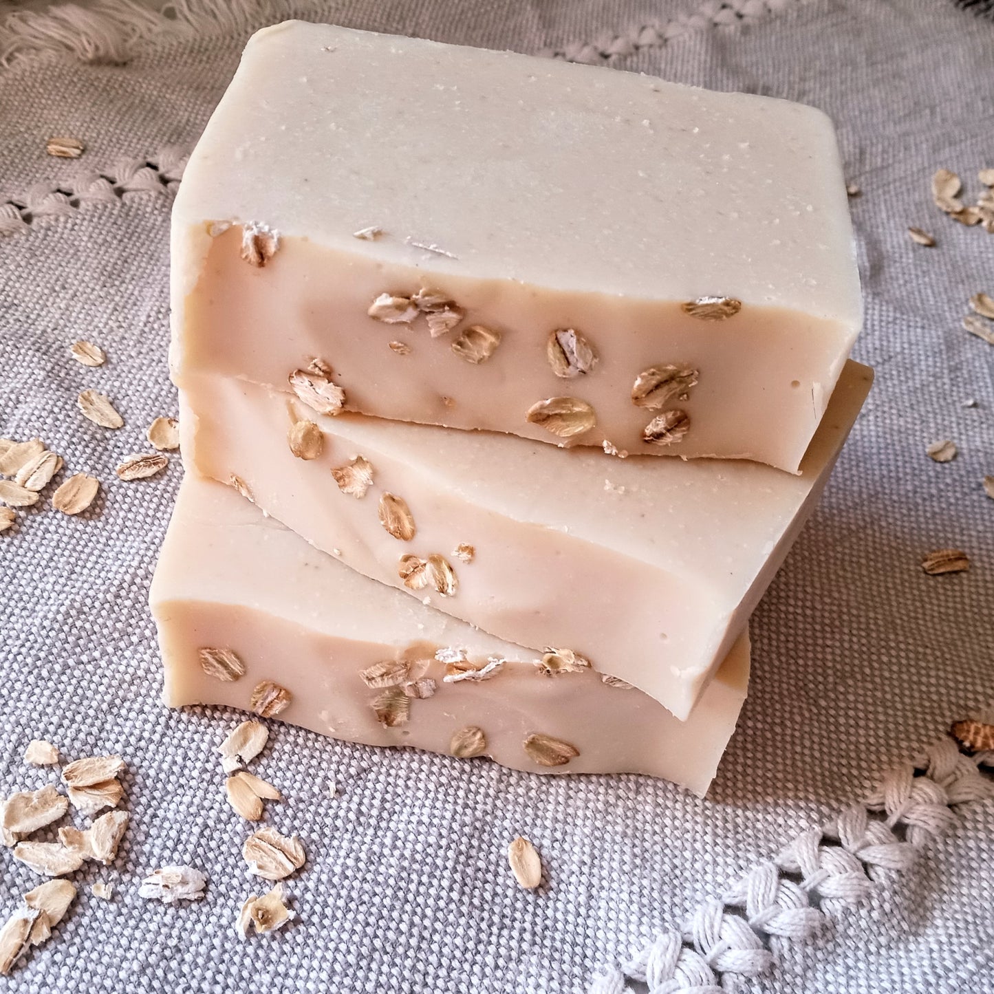 Oat Milk Soap Bars - Handmade Cold Process Soap for Sensitive Skin Care - Gentle Non-Drying Oatmeal Soap Coconut-Free with Shea Butter