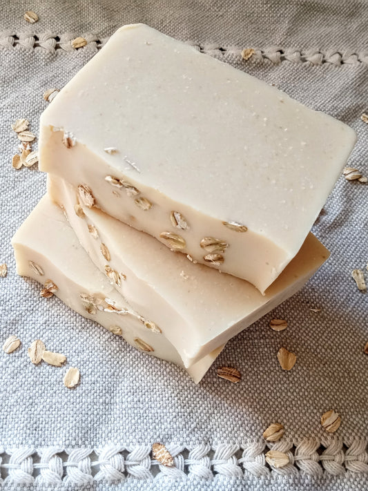 Oat Milk Soap Bars - Handmade Cold Process Soap for Sensitive Skin Care - Gentle Non-Drying Oatmeal Soap Coconut-Free with Shea Butter