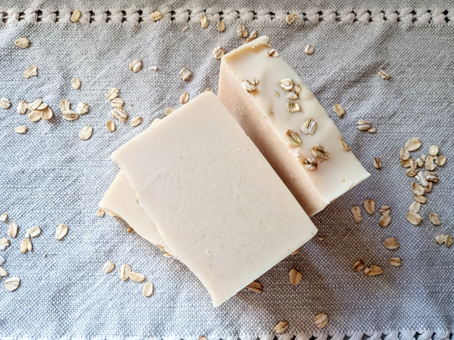 Oat Milk Soap Bars - Handmade Cold Process Soap for Sensitive Skin Care - Gentle Non-Drying Oatmeal Soap Coconut-Free with Shea Butter