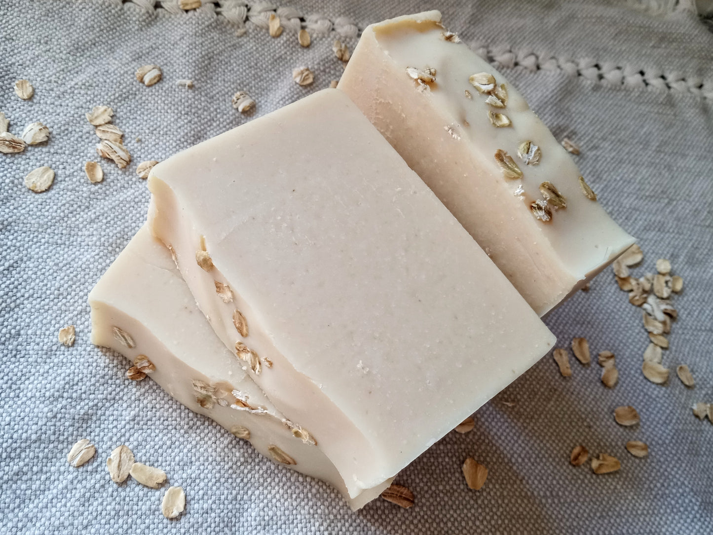 Oat Milk Soap Bars - Handmade Cold Process Soap for Sensitive Skin Care - Gentle Non-Drying Oatmeal Soap Coconut-Free with Shea Butter