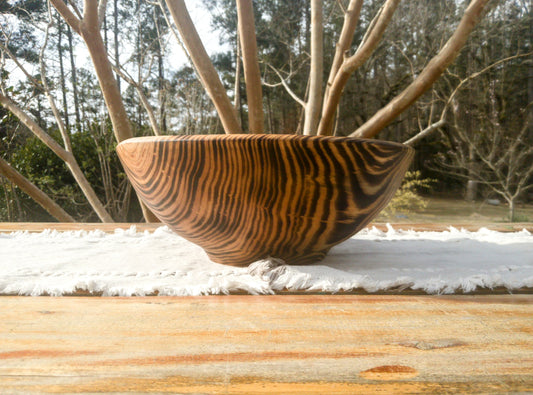 Large 14" Torched Wood Salad Bowl - Handmade Wooden Serving Bowl - Artistic Wood Gifts - Turned Pine Wood Bowls