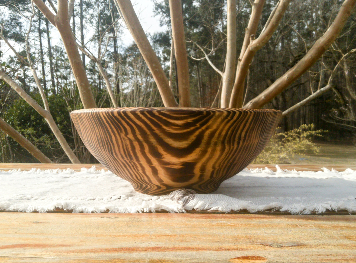 Large 14" Torched Wood Salad Bowl - Handmade Wooden Serving Bowl - Artistic Wood Gifts - Turned Pine Wood Bowls