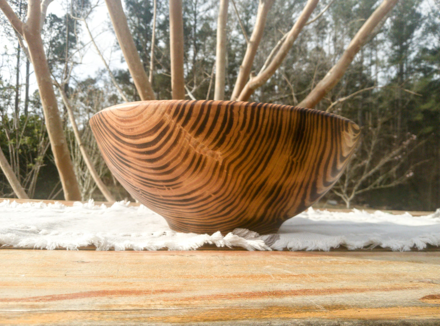 Large 14" Torched Wood Salad Bowl - Handmade Wooden Serving Bowl - Artistic Wood Gifts - Turned Pine Wood Bowls