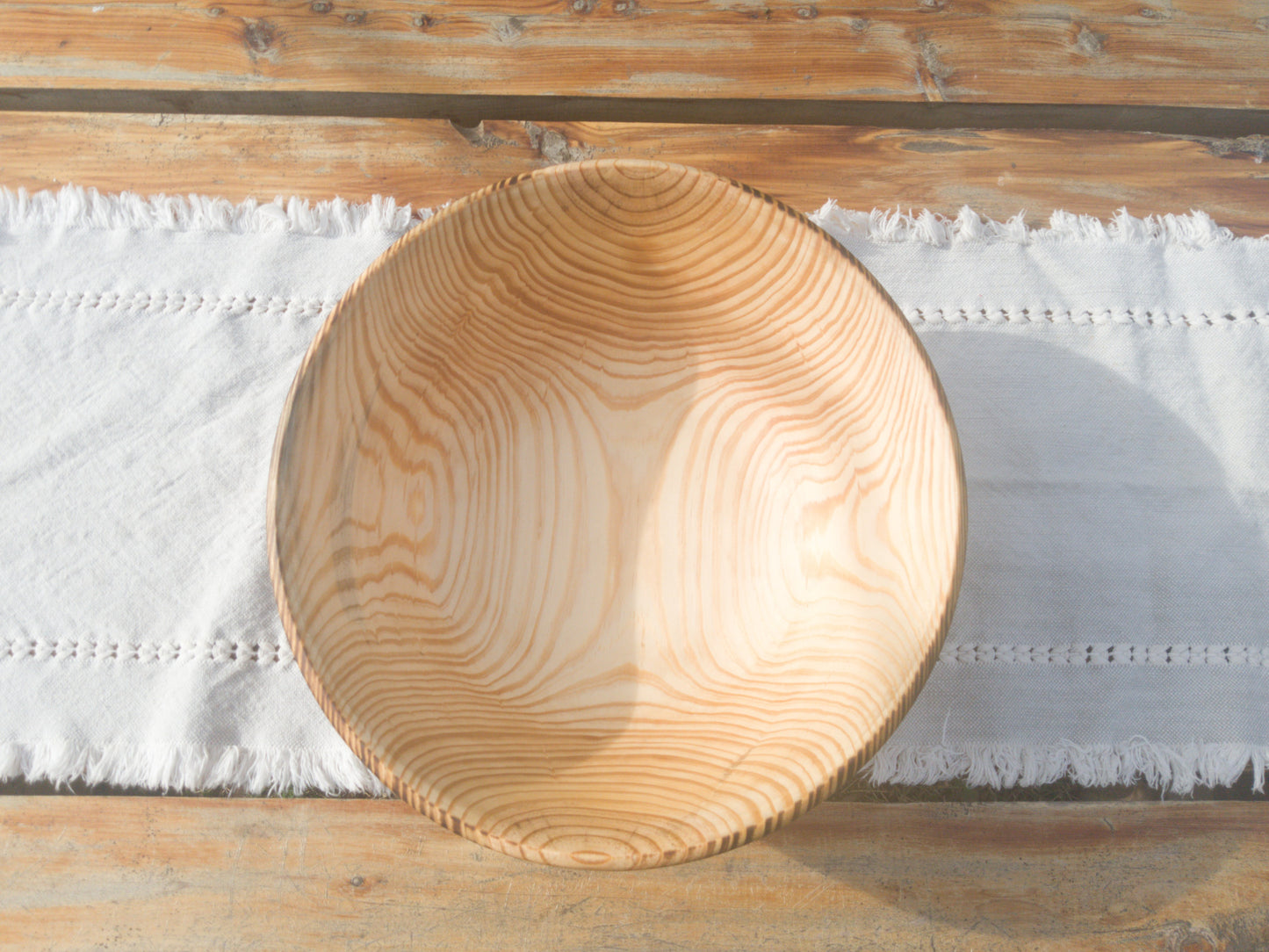 Large 14" Torched Wood Salad Bowl - Handmade Wooden Serving Bowl - Artistic Wood Gifts - Turned Pine Wood Bowls