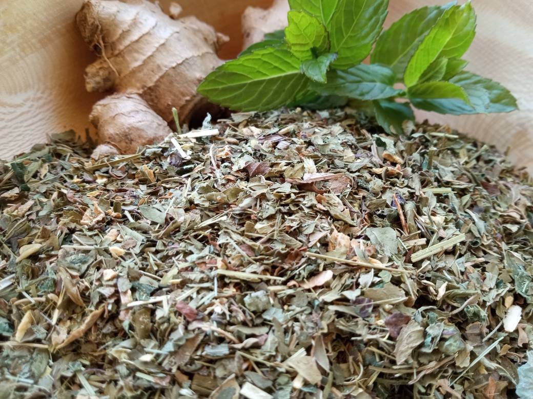 Wake Up - Organic Peppermint Ginger Tea with Lemongrass - Loose Leaf Herbal Tea to Aid Healthy Digestion - Tea Lovers Gift