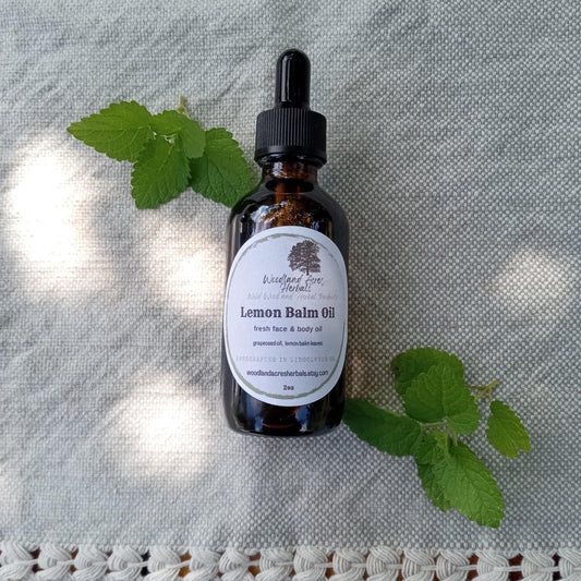 Lemon Balm Infused Grapeseed Oil for Natural Skincare - Calming Herbal Face & Body Oil -  2oz Fragrant Carrier Oil for DIY Perfume