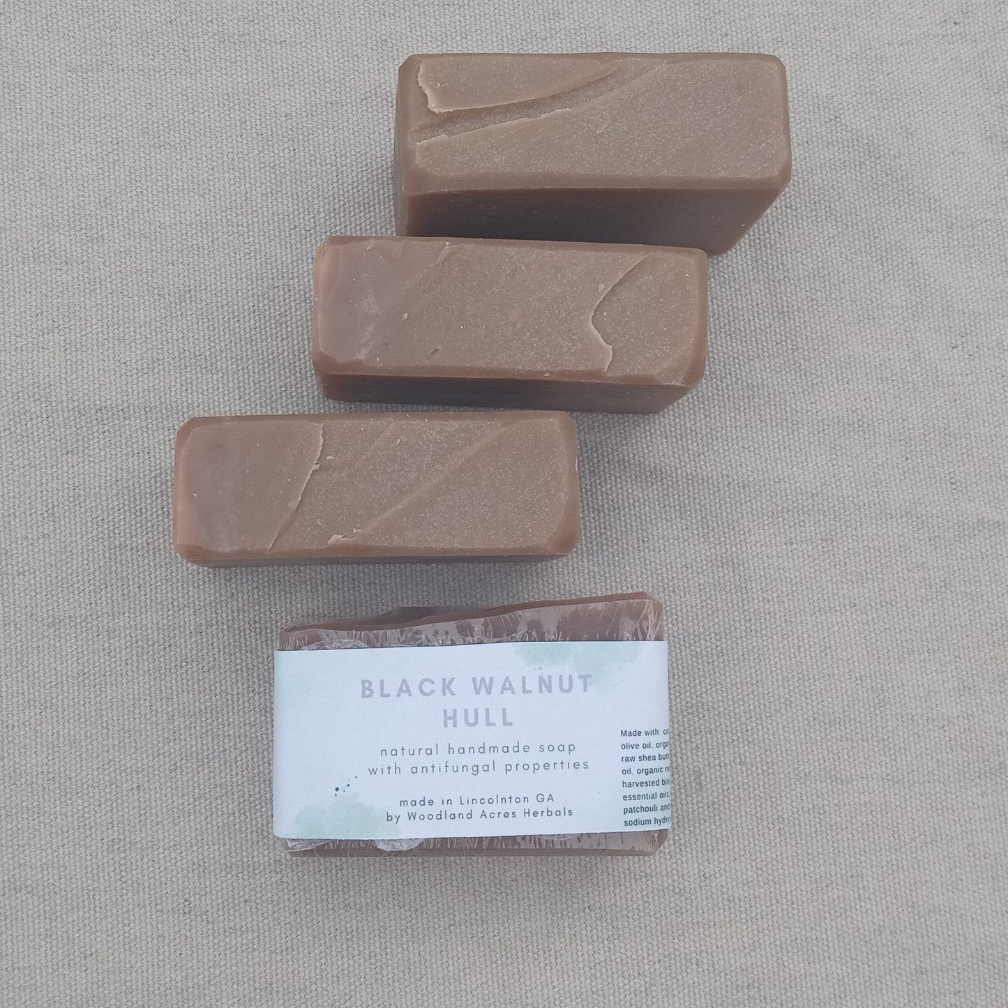 Hiker's Sidebar - Black Walnut Hull Soap with Tea Tree & Neem - Cold Process Herbal Soap for Athletes and Nurses - Natural Vegan Bar Soap with Coconut Oil