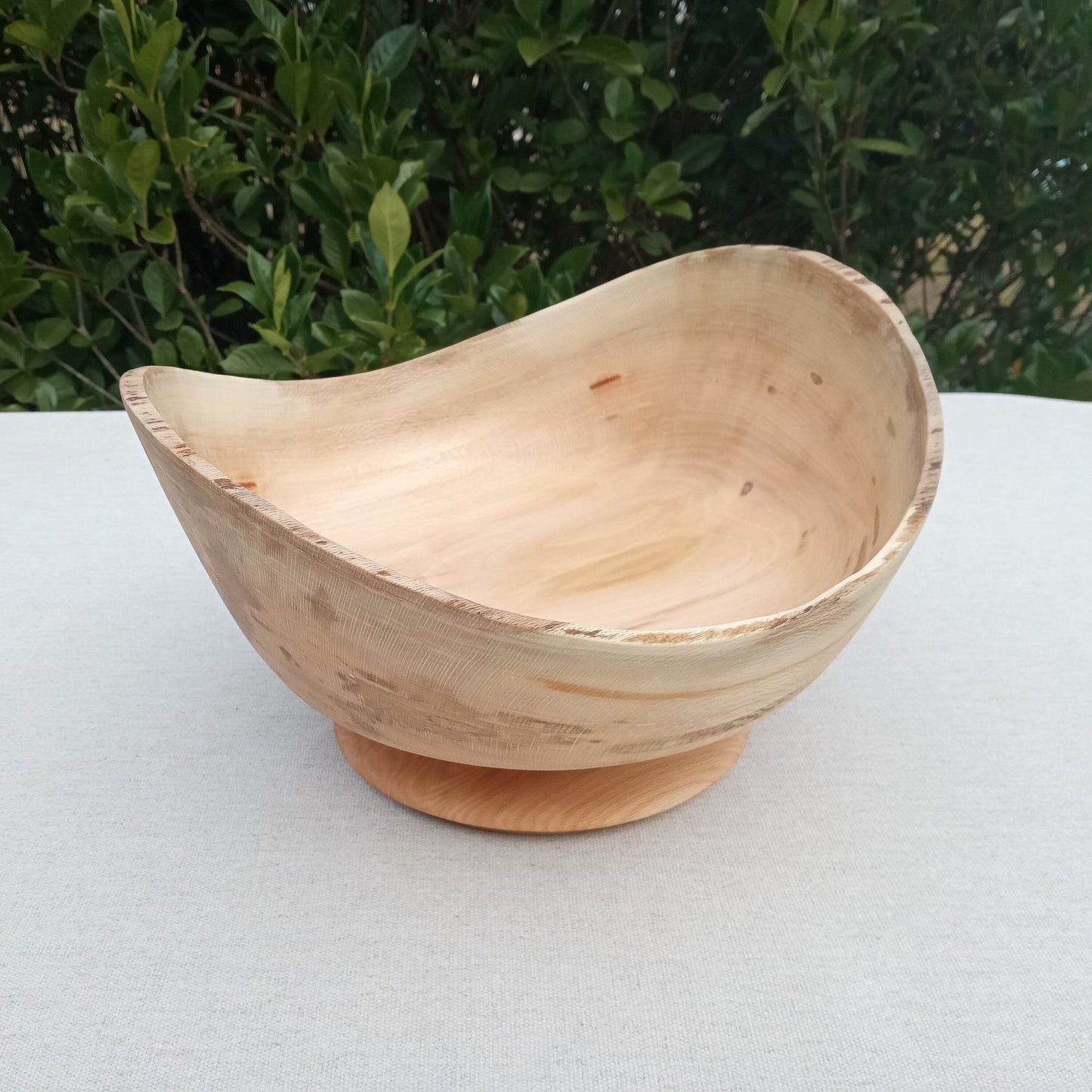 Live Edge Wooden Pedestal Bowl: Sycamore Wood (11")