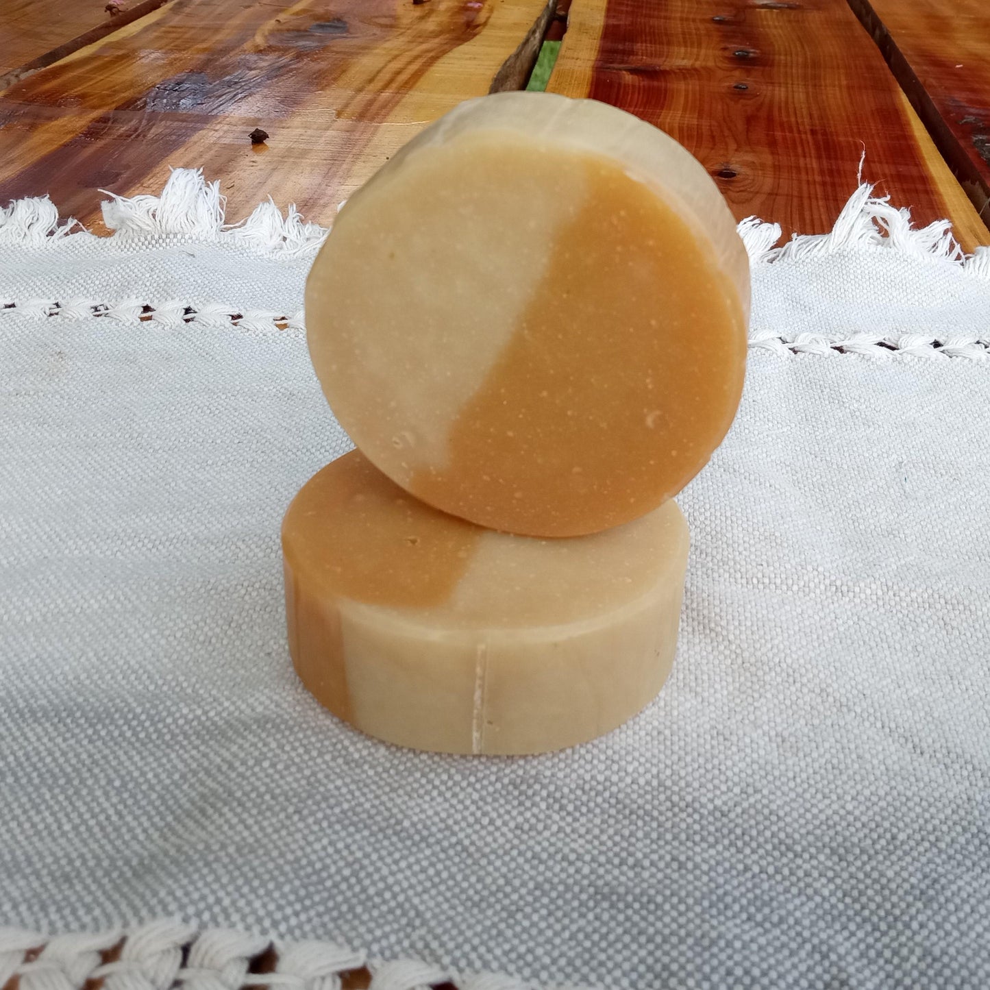 Bright New Day - Grapefruit Soap with Myrrh & Aloe - Handmade Cold Process Round Soap Bars with Coconut Oil and Shea Butter - Citrus Soap with Clove Oil