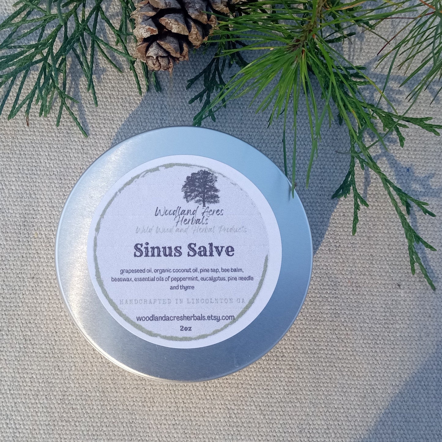 Strong Sinus Salve with Pine Sap, Bee Balm, Peppermint, Eucalyptus & Thyme - Natural Chemical-Free Herbal Chest Rub - Stuffy Nose Relief