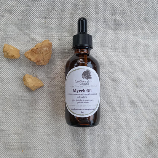 Myrrh Infused Olive Oil for Natural Oral Health - Myrrh Oil Pulling - Herbal Face & Body Oil -  2oz Fragrant Carrier Oil for DIY Perfume