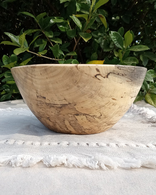 10" Turned Wood Bowl - Handmade Hackberry Wood Bowl - Spalted Wood Decor Bowl - Unique Wood Art for the Table - Wooden Birthday Gift